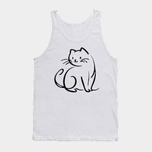 Stick figure cat in black ink Tank Top